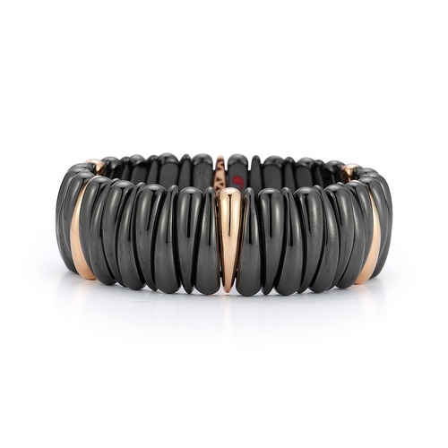 Roberto Demeglio 18K Rose Gold & Black Ceramic Stretch Bracelet