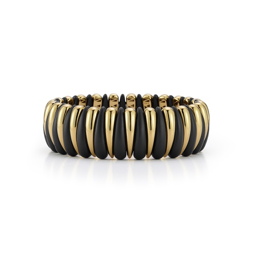 Roberto Demeglio 18K Yellow Gold & Mattel Black Ceramic Alternating Stretch Bracelet