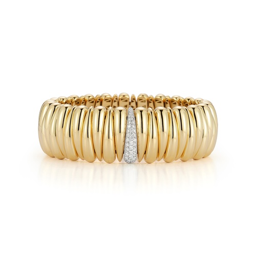 Roberto Demeglio 18K Yellow & White Gold One Diamond Section Stretch Bracelet