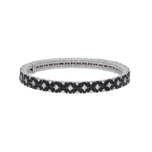 Roberto Demeglio 18K White Gold Cashmere Black & White Diamond Stretch Bracelet