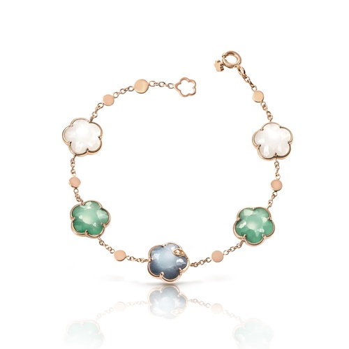 Pasquale Bruni 18K Rose Gold Petit Joli Lunaire Pearl of the Moon Gem, Lunar Garden Gem, Lunar Night Blue Gem & Diamond Bracelet
