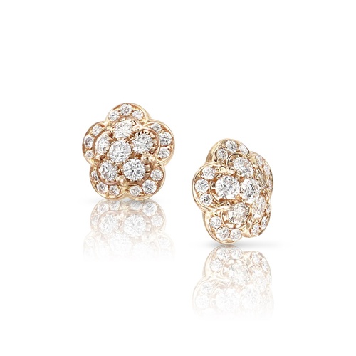 Paquale Bruni 18K Rose Gold Figlia Dei Fiori White & Champagne Diamond 5MM Flower Stud Earrings