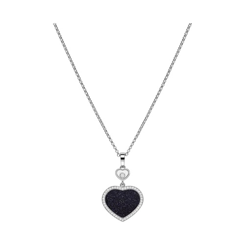 Chopard 18K White Gold Happy Hearts Blue Aventurine & Diamond Pendant Necklace