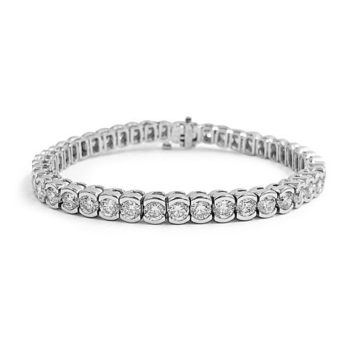 Alson Signature Collection 14K White Gold 7 Half Bezel Diamond Tennis Bracelet