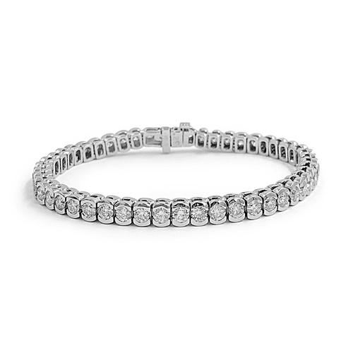 Alson Signature Collection 14K White Gold 7 Half Bezel Diamond Tennis Bracelet