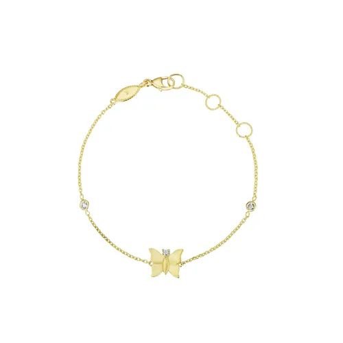 Penny Preville 18 Karat Yellow Gold 7 Diamond Butterfly Chain Bracelet