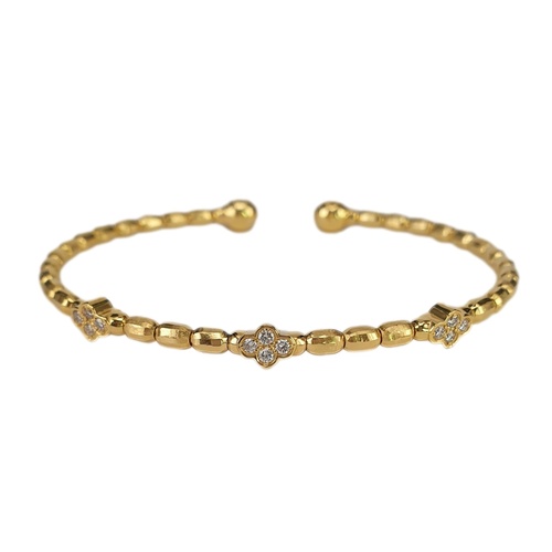 Alson Signature Collection 14K Yellow Gold Diamond Flex Cuff Bracelet