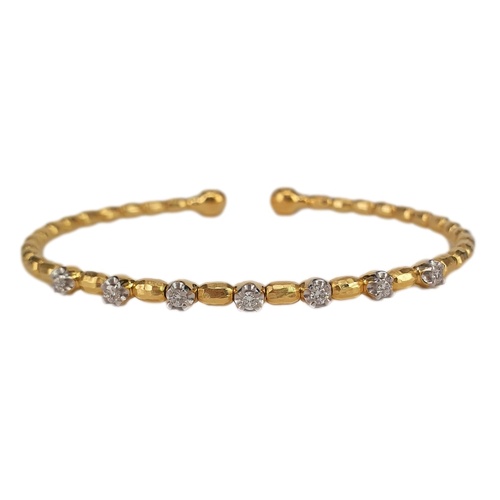 Alson Signature Collection 14K Yellow Gold Diamond Flex Cuff Bracelet