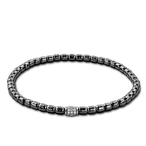 Hulchi Belluni Men's 18K Black Gold Tresore Diamond Station Stretch Bead Bracelet