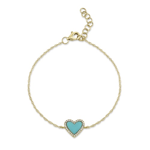 Shy Creation 14K Yellow Gold Turquoise & Diamond Bracelet