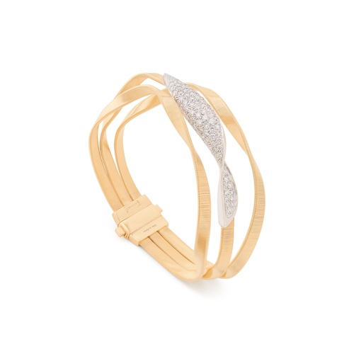 Marco Bicego 18K Yellow & White Gold 7.25 Marrakech Three-Strand Diamond Twist Bracelet