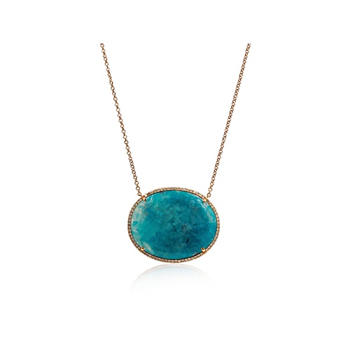 Alson Signature Collection 14K Rose Gold 18 Paraiba Tourmaline & Diamond Halo Necklace