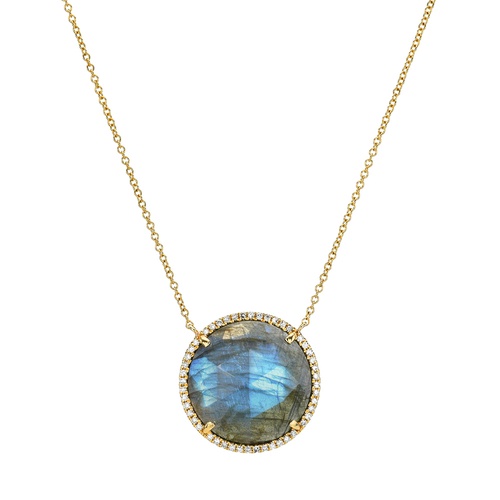 Alson Signature Collection 14K Yellow Gold 18 Labradorite & Diamond Halo Necklace