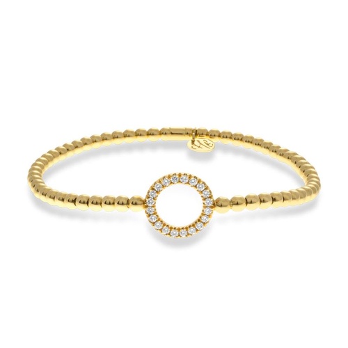 Hulchi Belluni 18K Yellow Gold Tresore Diamond Open Circle 3MM Stretch Bead Bracelet