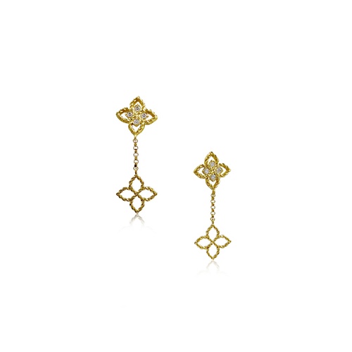 Roberto Coin 18K Yellow Gold Love In Verona Diamond Tiny Flower Drop Earrings