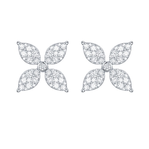 Alson Signature Collection 14K White Gold Diamond Flower Stud Earrings