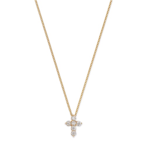Alson Signature Collection 14K Yellow Gold 18 Diamond Cross Pendant Necklace