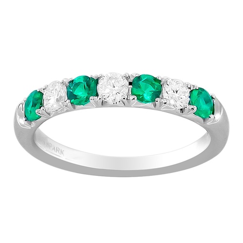 Spark 18K White Gold Emerald & Diamond Band