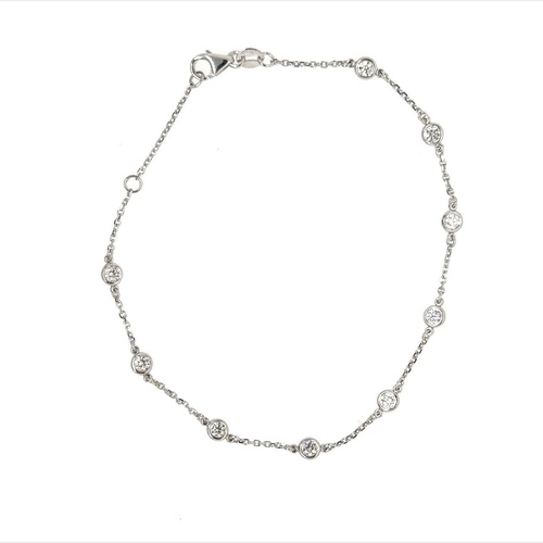 Alson Signature Collection 14K White Gold 7.5 Diamond By The Yard Bracelet