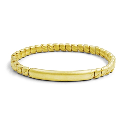 Hulchi Belluni Men's 18K Yellow Gold Tresore Satin ID Stretch Bracelet
