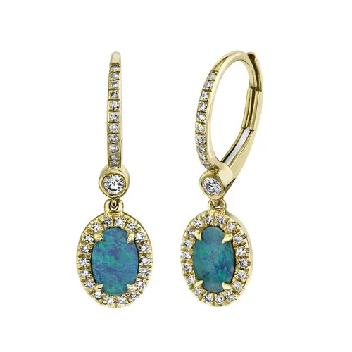 Shy Creation Diamond and Opal Drop Earrings