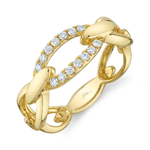 Shy Creation 14K Yellow Gold Diamond Link Ring
