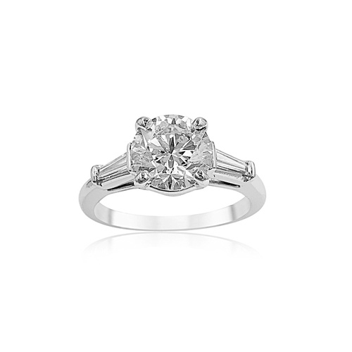 Alson Signature Collection Platinum Round Cut Diamond Three-Stone Engagement Ring