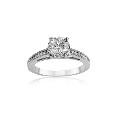 Alson Signature Collection Platinum Round Cut Diamond Engagement Ring