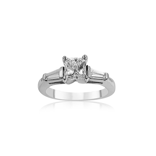 Alson Special Value Platinum Three-Stone Radiant Cut Diamond Engagement Ring
