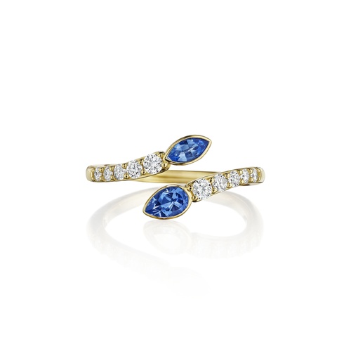 Penny Preville 18K Yellow Gold Moondance Tanzanite, Blue Sapphire & Diamond Bypass Ring