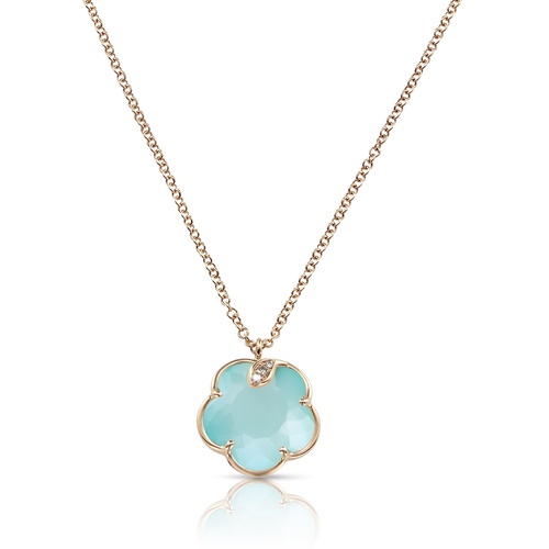 Pasquale Bruni 18K Rose Gold Petit Joli Sea Moon Gem, White & Champagne Diamond Pendant Necklace