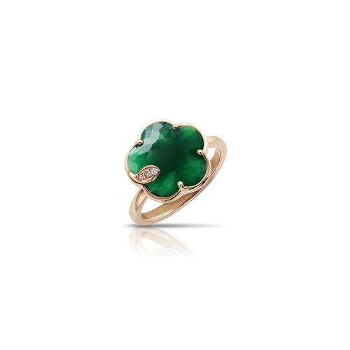 Pasquale Bruni 18K Rose Gold Petit Joli Green Agate, White & Champagne Diamond Ring