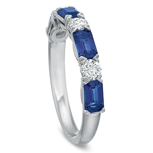Precision Set Platinum Grand Aire Blue Sapphire & Diamond Band