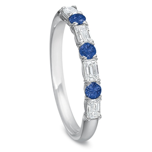 Precision Set Platinum Petite Grand Aire Blue Sapphire & Diamond Band