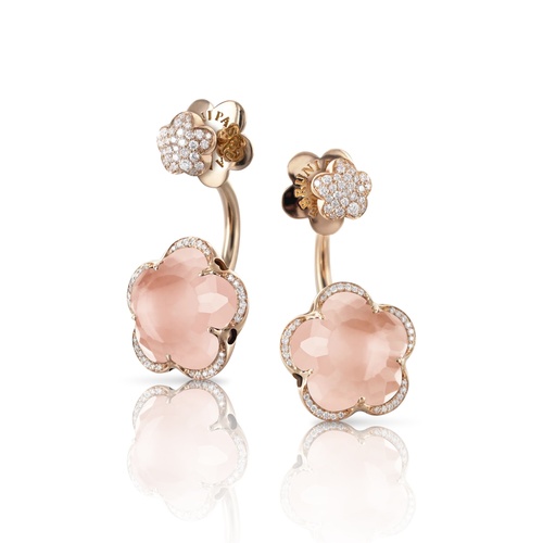 Pasquale Bruni 18K Rose Gold Bon Ton Rose Quartz & Diamond Drop Earrings