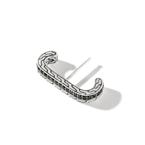 Alson Special Value John Hardy Silver Carved Chain Black Sapphire & Black Spinel Single Cuff Earring