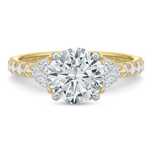 Precision Set 18K Yellow Gold & Platinum New Aire Round Cut Diamond Engagement Ring, Center Stone Sold Separately