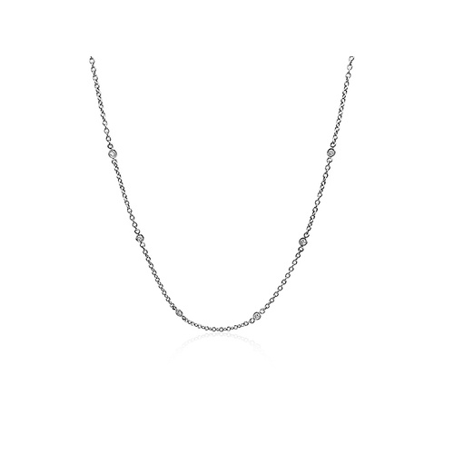 Alson Special Value 18K White Gold 16 Diamond Station Necklace