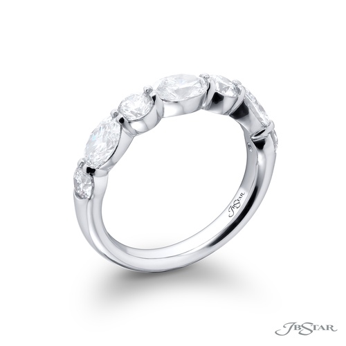 JB Star Platinum Shared Prong East-West Diamond Band