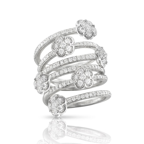 Pasquale Bruni 18K White Gold Figlia Dei Fiori Diamond Six Flowers Twist Ring