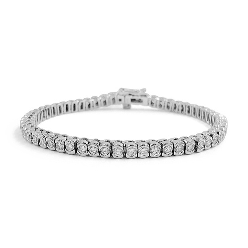 Alson Signature Collection 14K White Gold 7 Half-Bezel Set Diamond Tennis Bracelet