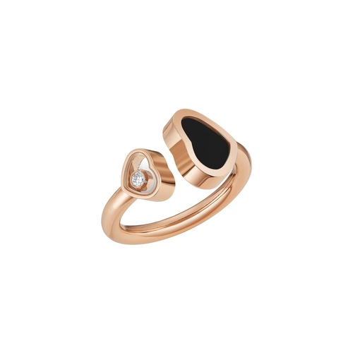 Chopard 18K Rose Gold Happy Hearts Onyx & Diamond Ring