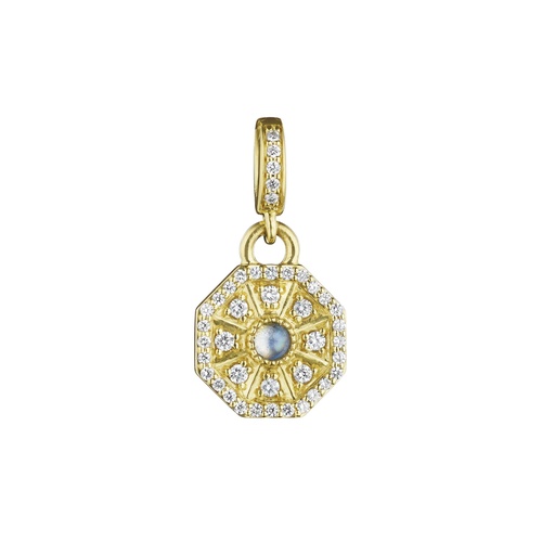 Penny Preville 18K Yellow Gold 12MM Petite Perfect Balance Hexagon Moonstone & Diamond Medallion
