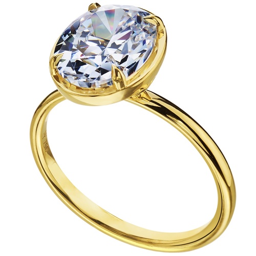 Mark Patterson 18K Yellow Gold Bezel & Prong Set Oval Cut Solitaire Engagement Ring, Center Stone Sold Separately