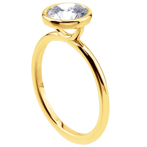 Mark Patterson 18K Yellow Gold Bezel Set Round Cut Solitaire Engagement Ring, Center Stone Sold Separately