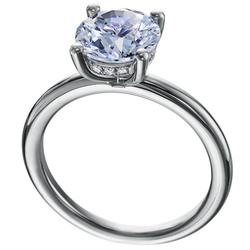 Mark Patterson Platinum Round Cut Diamond Hidden Halo Engagement Ring, Center Stone Sold Separately