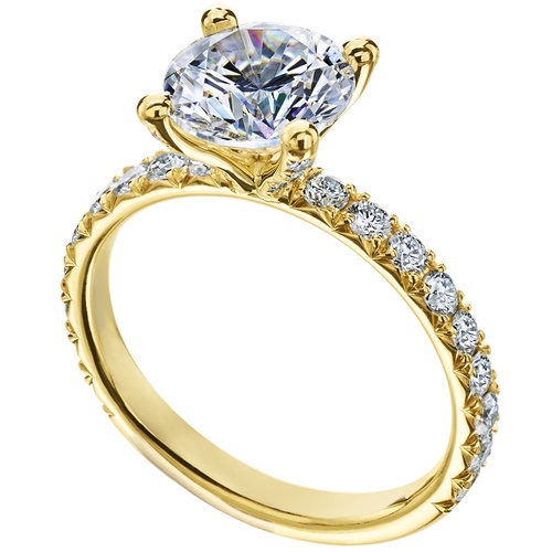 Mark Patterson 18K Yellow Gold Round Cut Diamond Engagement Ring, Center Stone Sold Separately