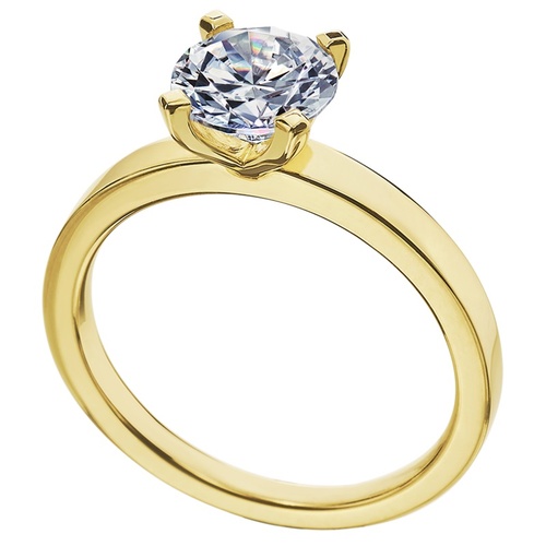 Mark Patterson 18K Yellow Gold Round Cut Flat Edge Solitaire Engagement Ring, Center Stone Sold Separately