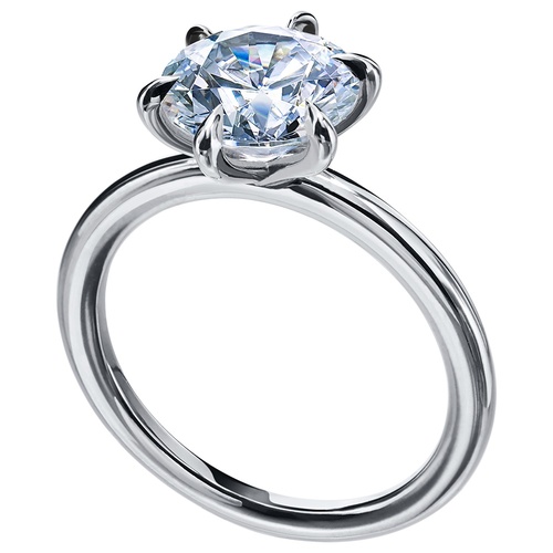 Mark Patterson Platinum Round Cut Six-Prong Solitaire Engagement Ring, Center Stone Sold Separately