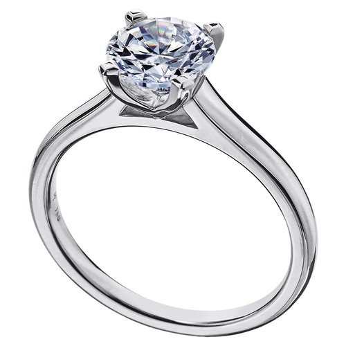 Mark Patterson Platinum Round Cut Cathedral Solitaire Engagement Ring , Center Stone Sold Separately